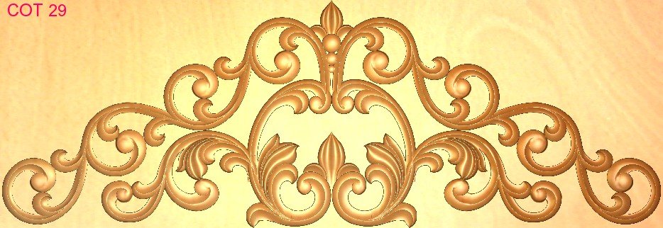 COT DESIGNS - COT-29 Ornate Decorative Scrollwork Pediment 3D Model